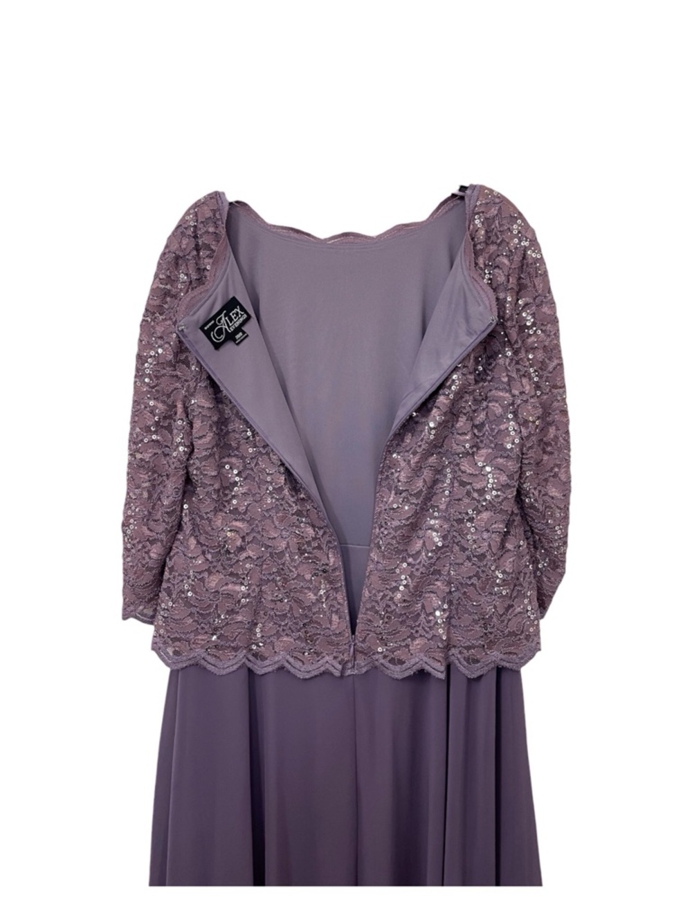 Alex Evenings Women's Purple Dress, 20W. - Picture 6 of 9
